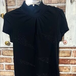 Express Black Blouse with Subtle Embellishments